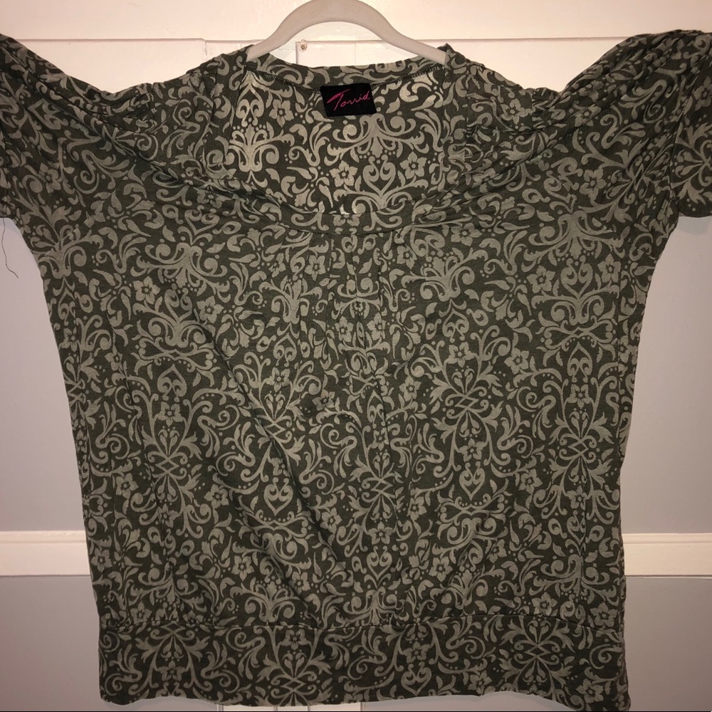 Plus size Army green semi sheer blouse
